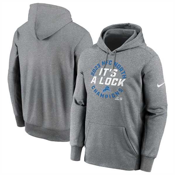 Men's Detroit Lions Heather Gray 2023 NFC North Division Champions Locker Room Trophy Collection Pullover Hoodie,We sell and wholesale Men's Detroit Lions Heather Gray 2023 NFC North Division Champions Locker Room Trophy Collection Pullover Hoodie on line form chian!